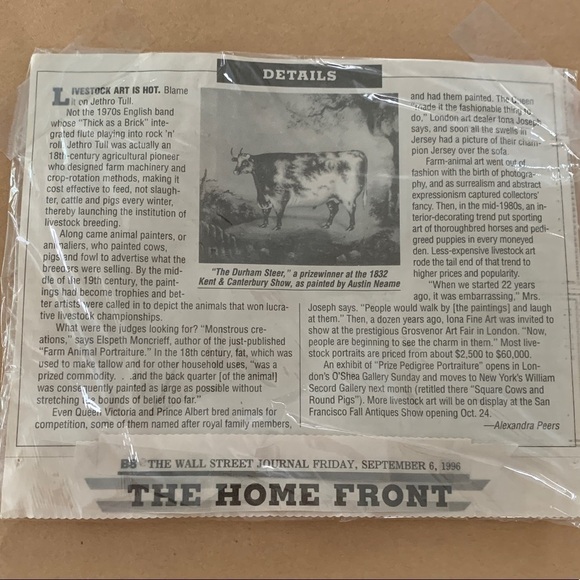 The Uttermost Company || Vintage Wood Framed Art Cow Steer 24” x 12” #8892 - Picture 6 of 13